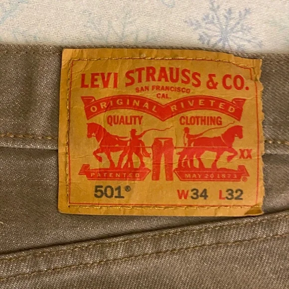 Brand New NWOT Levi's 501 khaki/taupe brown Straight Men's Jeans - Picture 2 of 4